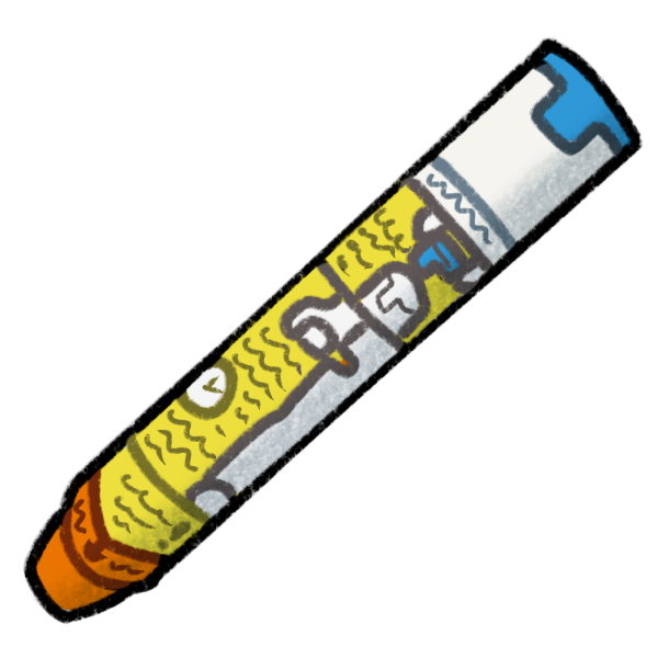 ageneric yellow, orange, white, and blue epi-pen.